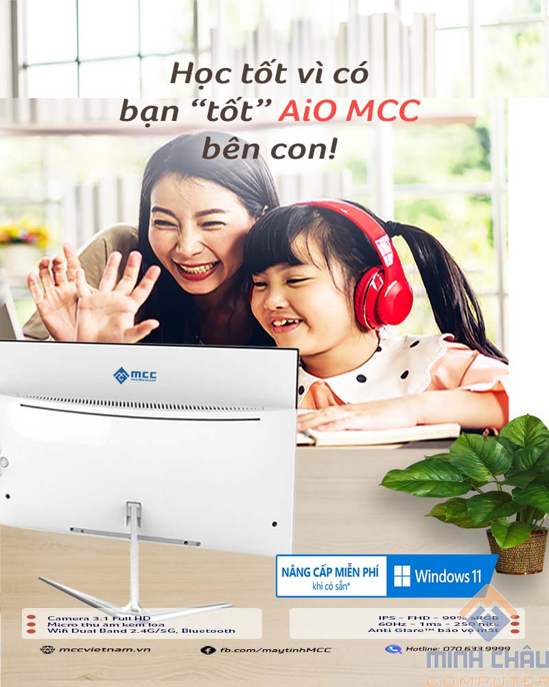 PC All In One MCC 3241P24 CPU Core i3 3220 Processor, 4GB DDR3, 128GB SSD, Camera, WIFI, MIC, 24" FHD