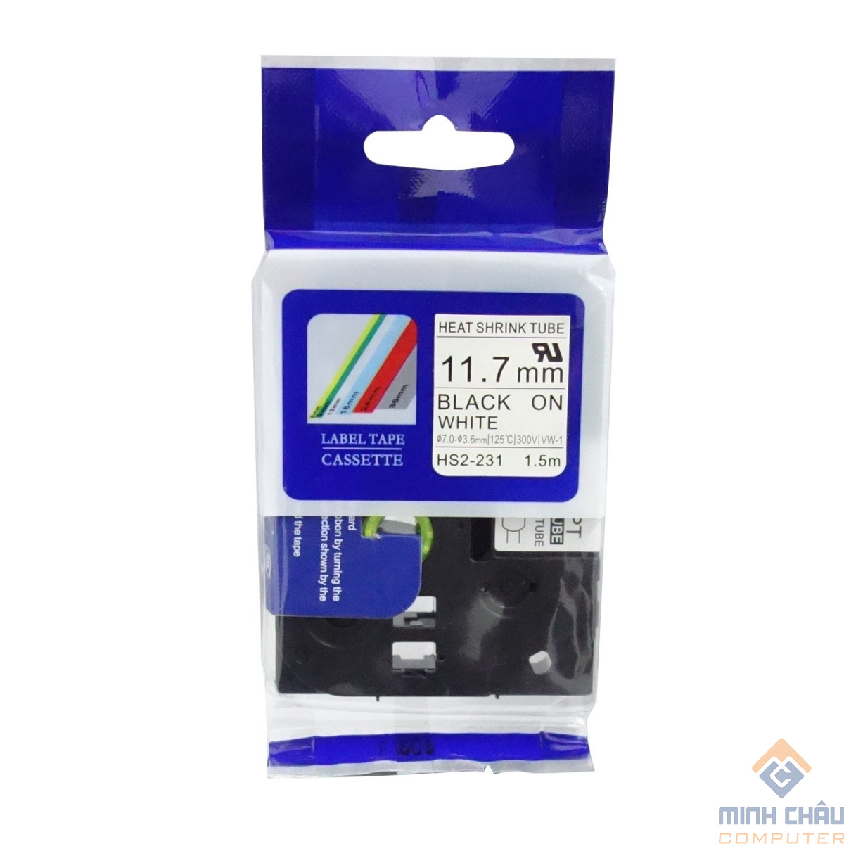 Ống co nhiệt HS2-231 11.7mm - dùng cho máy in Brother P-TOUCH - Chữ đen trên nền trắng