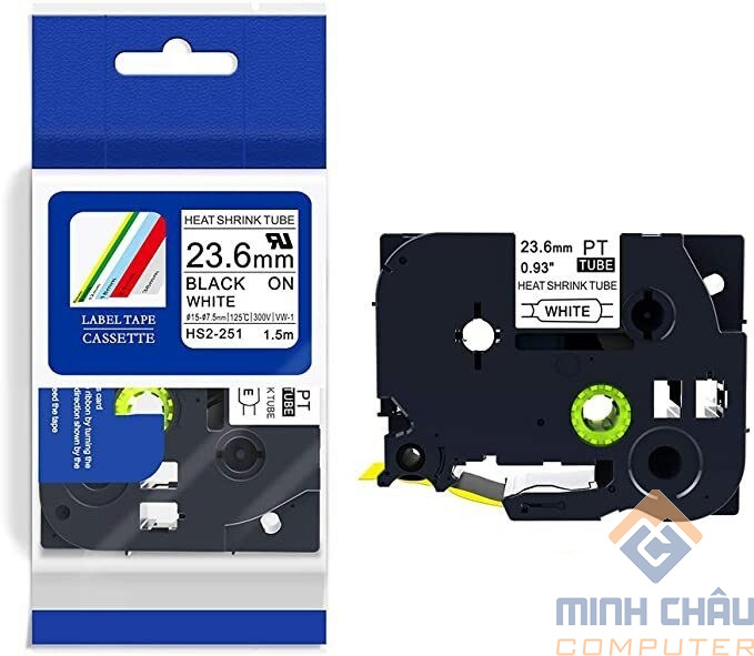 Ống co nhiệt HS2-251 23.6mm - dùng cho máy in Brother P-TOUCH - Chữ đen trên nền trắng