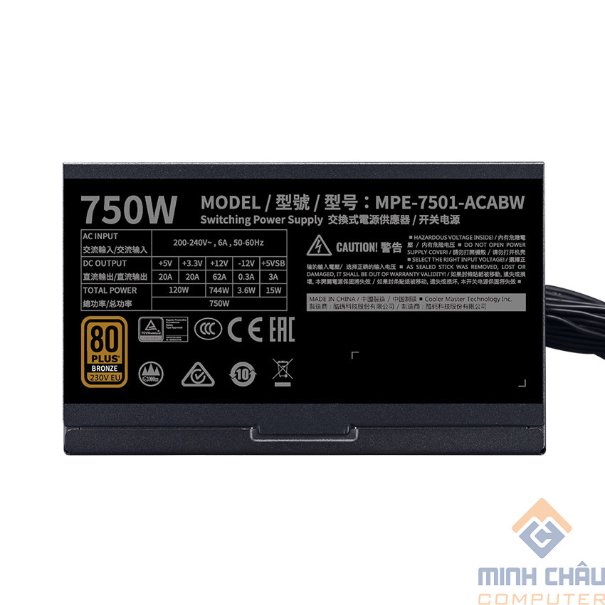 Nguồn Cooler Master MWE Bronze 750 V2 - 750W - 80 Plus