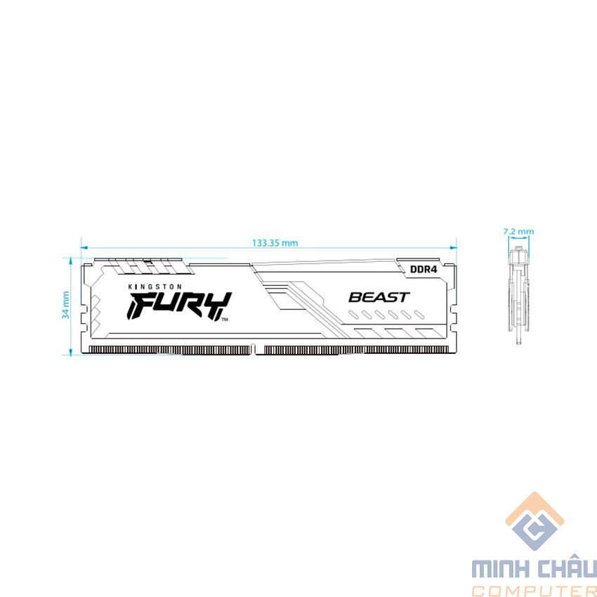 Ram Desktop Kingston Fury Beast (KF432C16BB1/16) 16GB (1x16GB) DDR4 3200Mhz