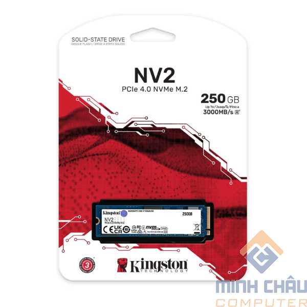 Ổ cứng SSD Kingston SNV2S 250GB NVMe M.2 2280 PCIe Gen 4x4 (Đọc 3000MB/s - Ghi 1300MB/s) - (SNV2S/250G)