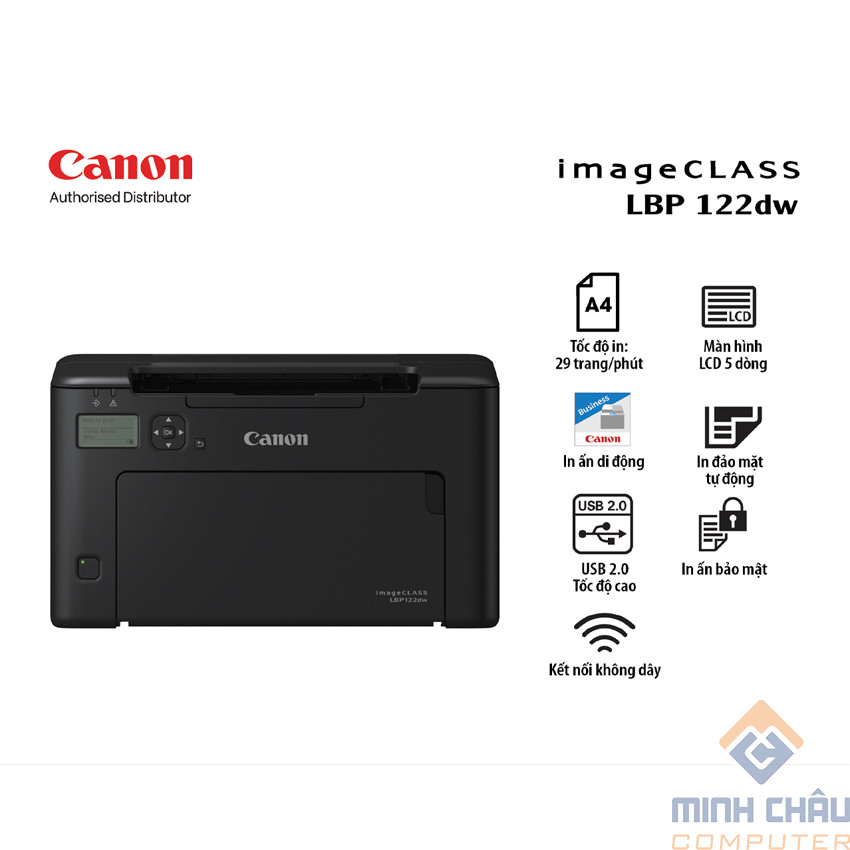 Máy in laser đen trắng Canon LBP122DW (A4/A5/ Đảo mặt/ USB/ WIFI)