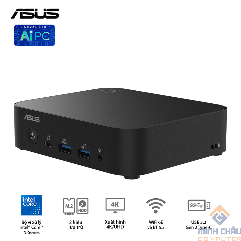 Bộ Mini PC Asus NUC 14 Essential RNUC14MNK97 (NUC14MNK (N97)/1xDDR5-4800/1x M.2 22x80/2242 PCIe Gen3x4 /1x LAN/No-OS) - RNUC14MNK9700000