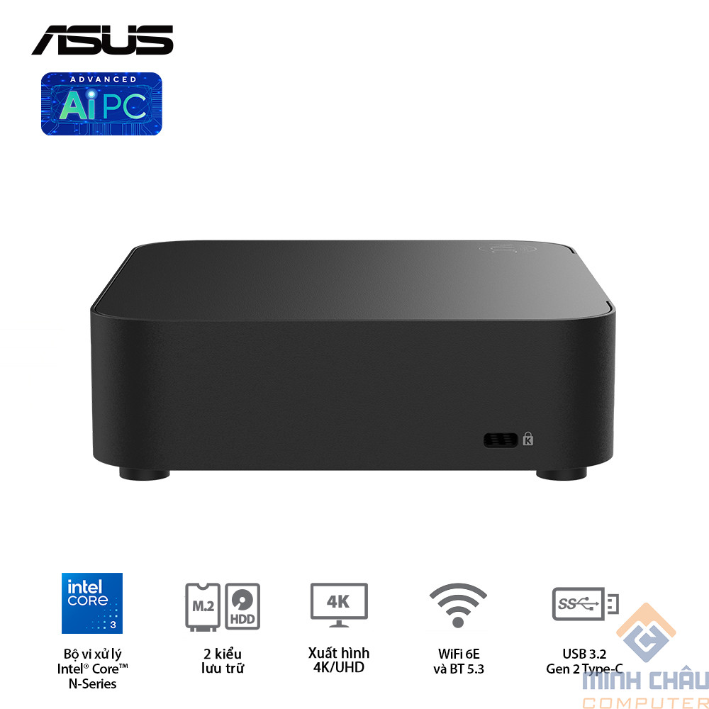 Bộ Mini PC Asus NUC 14 Essential RNUC14MNK97 (NUC14MNK (N97)/1xDDR5-4800/1x M.2 22x80/2242 PCIe Gen3x4 /1x LAN/No-OS) - RNUC14MNK9700000