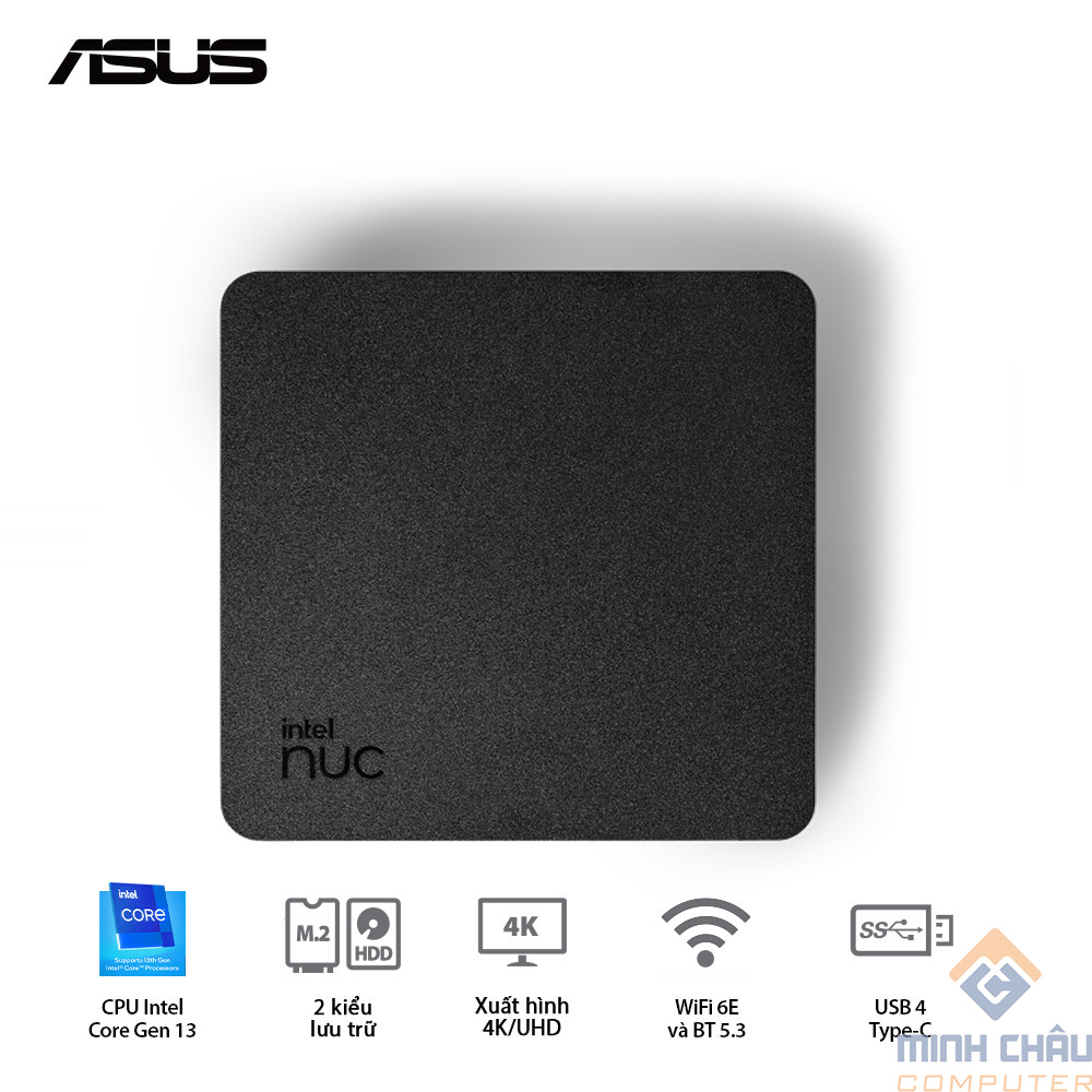 Bộ Mini PC ASUS Intel NUC13 PRO Tall RNUC13ANHI5 (i5-1340P/ 2xDDR4-3200 / 3xNVMe, SATA/ 2x HDMI 2.1/2x DP 1.4a/ VESA MOUNT)