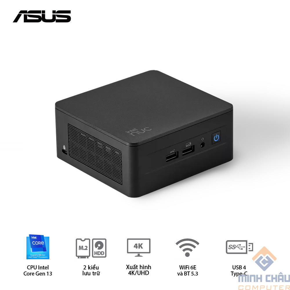 Bộ Mini PC ASUS Intel NUC13 PRO Tall RNUC13ANHI5 (i5-1340P/ 2xDDR4-3200 / 3xNVMe, SATA/ 2x HDMI 2.1/2x DP 1.4a/ VESA MOUNT)